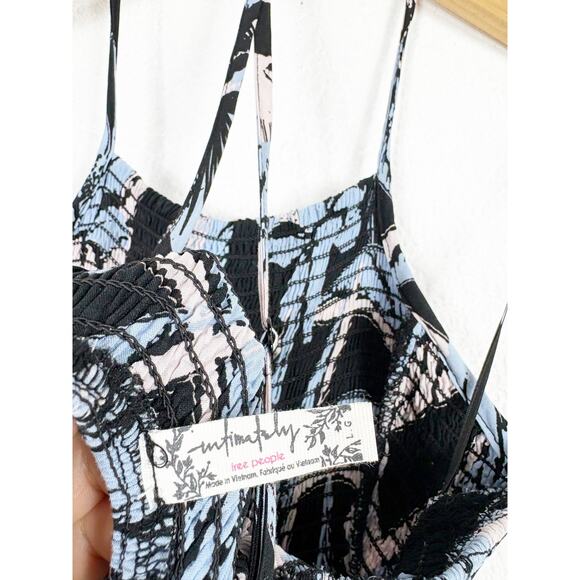 Free People Heat Wave Printed Maxi Slip Dress Large Blue Floral Bohemian - Picture 5 of 13